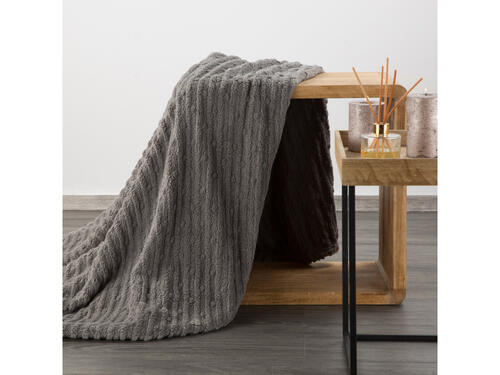 Mäkká, chlpatá deka s pásikovým vzorom - Lisa, tmavošedá 200 x 220 cm